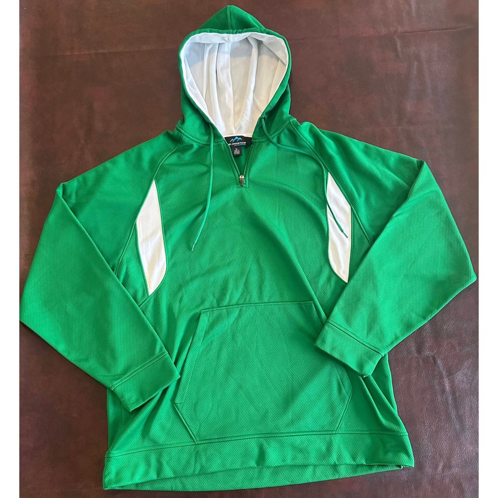 Tri-Mountain Performance Mens XL Green Quarter Zip Hoodie Pullover RN 88051